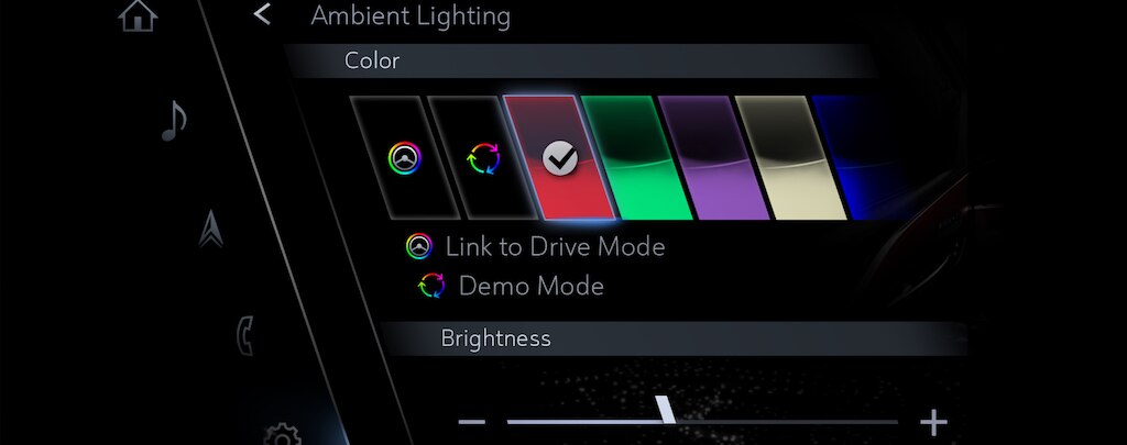 Iluminación ambiental con 8 colores diferentes que van del blanco al rosa para acentuar el interior de tu SUV